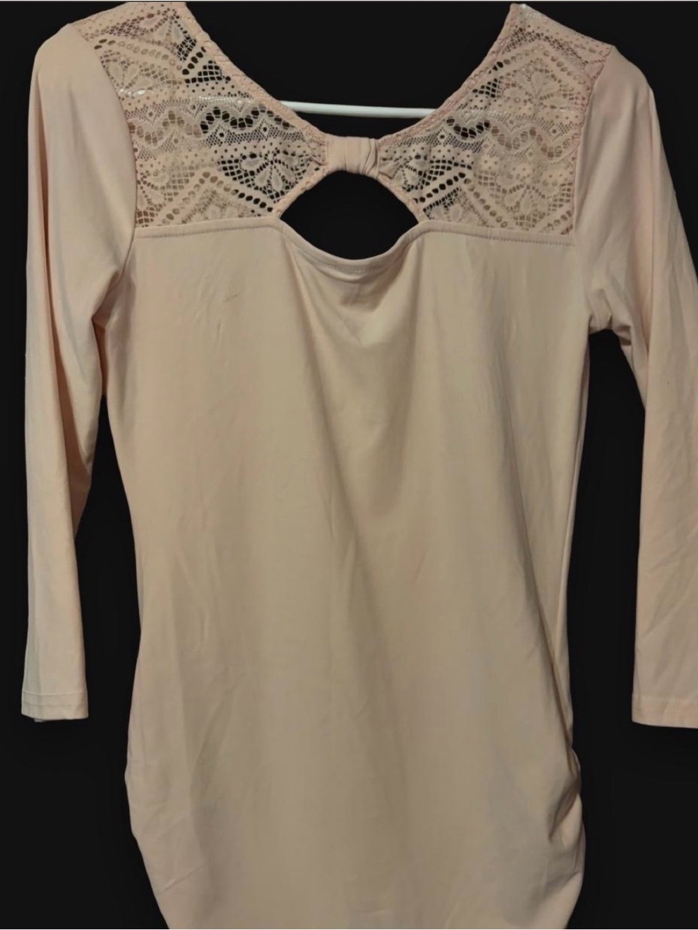 No Boundaries Long Sleeve Lace-Yoke Top in Blush Pink